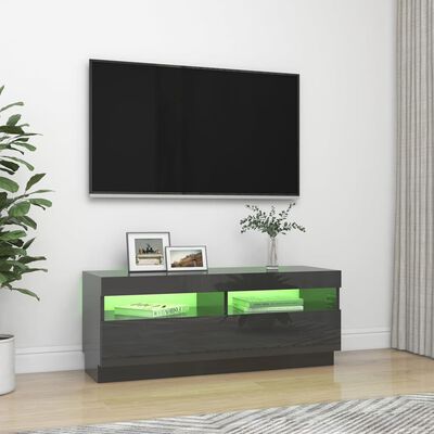 vidaXL Tv-meubel met LED-verlichting 100x35x40 cm hoogglans grijs