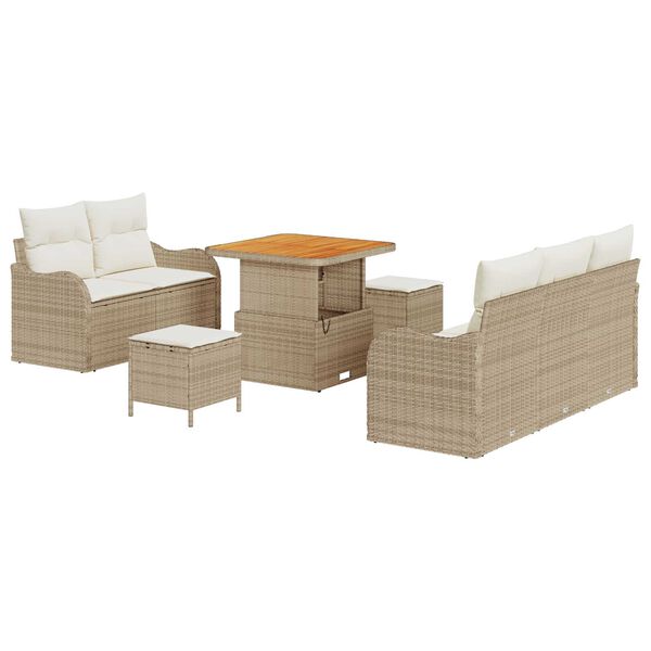 vidaXL Tuin Sofa Set met kussen met opslag 8 pcs Beige en Cr&egrave;me