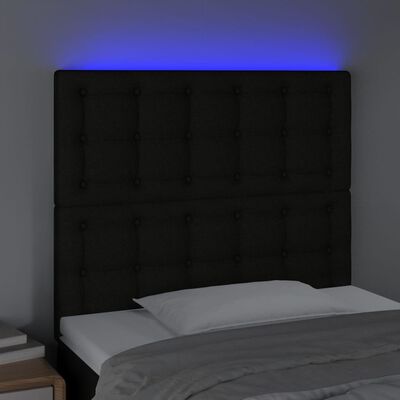 vidaXL Hoofdbord LED 90x5x118/128 cm stof zwart