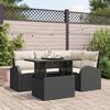 vidaXL Tuin Sofa Set met kussen 5 pcs Zwart Poly riet