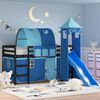 vidaXL Kinderhoogslaper met toren 80x200 cm massief grenenhout blauw