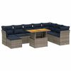 vidaXL 9-delige Loungeset met kussens poly rattan grijs