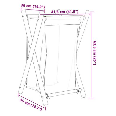 vidaXL Wasmand 41,5x36x63,5 cm bamboe crèmewit