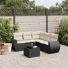 vidaXL 6-delige Loungeset met kussens poly rattan zwart