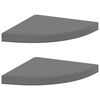 vidaXL Hoekschappen zwevend 2 st 35x35x3,8 cm MDF hoogglans grijs
