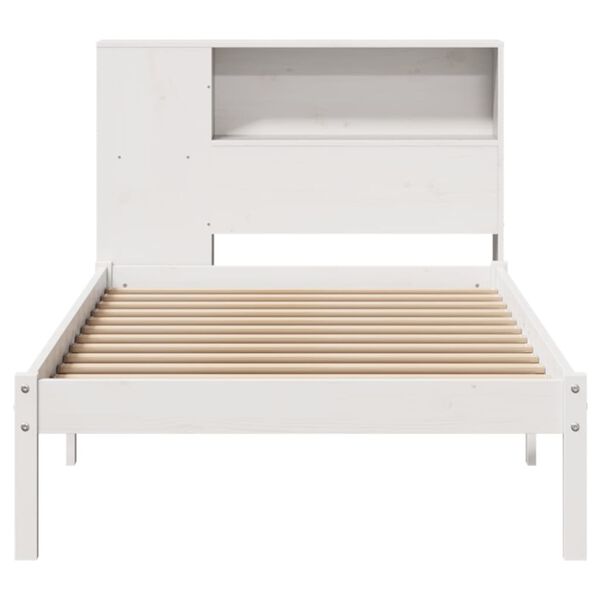 vidaXL Bed met boekenkast zonder matras grenenhout wit 75x190 cm
