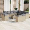 vidaXL 14-delige Loungeset met kussens poly rattan beige