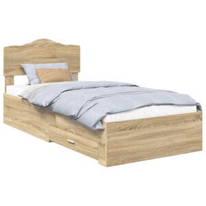 vidaXL Bedframe met hoofdeinde Sonoma Eiken 70 x 190 cm Bewerkt hout