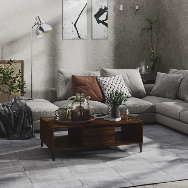 vidaXL Salontafel 103,5x60x35 cm bewerkt hout bruin eikenkleur