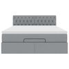 vidaXL Ottoman bed met matras 140x200cm stof lichtgrijs