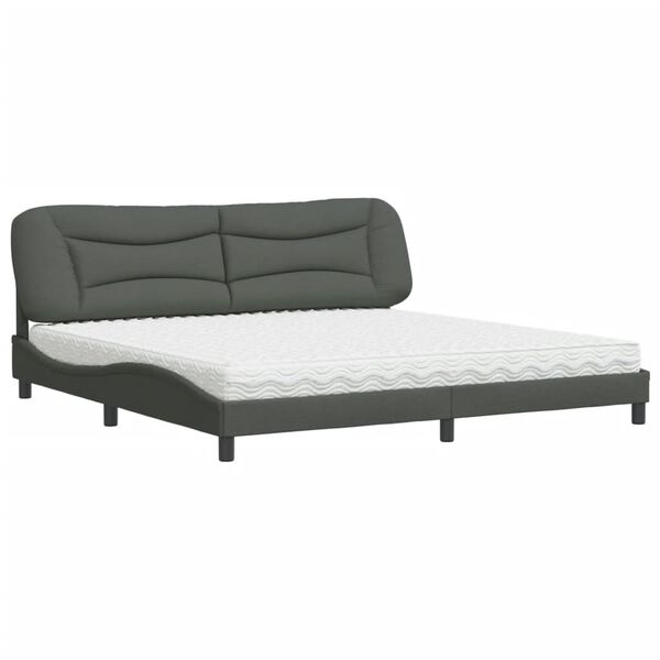 vidaXL Bed met matras "Hvar" stof donkergrijs 200x200 cm