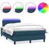 vidaXL Boxspring met matras en LED fluweel donkerblauw 120x210 cm