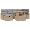 vidaXL Tuinbankenset met kussen met opslag 7 pcs Beige poly rattan