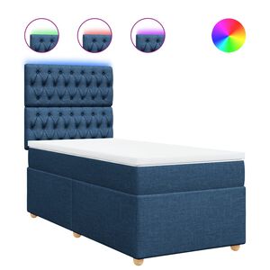 vidaXL Boxspring met matras stof blauw 80x200 cm
