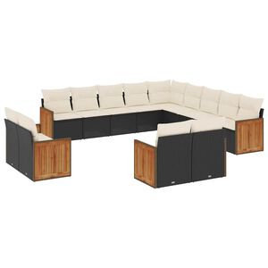 vidaXL 13-delige Loungeset met kussens poly rattan zwart