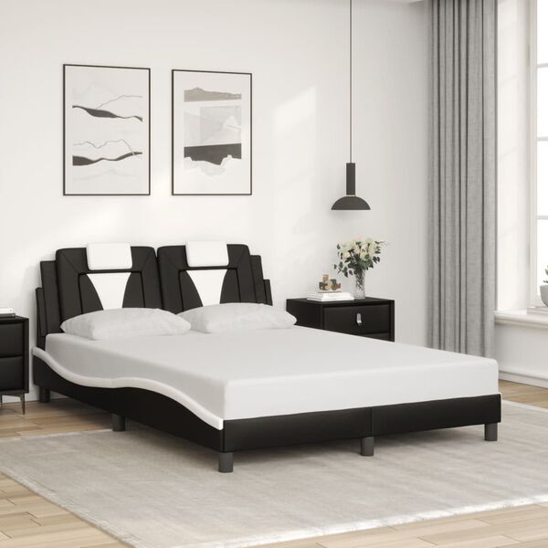 vidaXL Bedframe "Viana" met LED zonder matras zwart en wit 140x200 cm