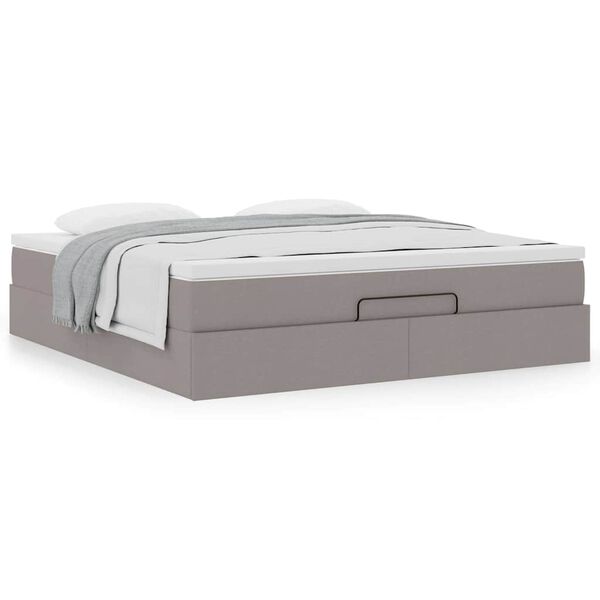 vidaXL Ottoman bed met matras 180x200cm stof taupe