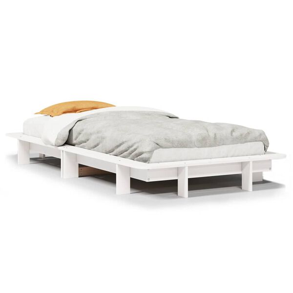 vidaXL Bedframe zonder matras massief grenenhout wit 90x200 cm