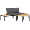 vidaXL 3-delige Loungeset met kussens aluminium zwart