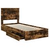 vidaXL Opslag bed met lade Gerookt eiken 90 x 200 cm Bewerkt hout