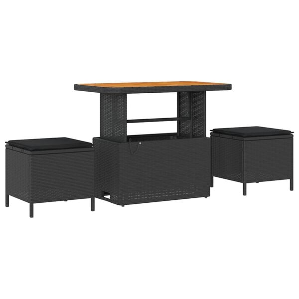 vidaXL Tuin Sofa Set met kussen met opslag 9 pcs Zwart poly rattan