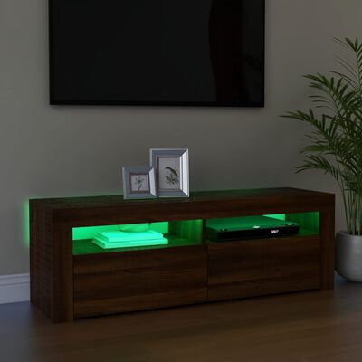 vidaXL Tv-meubel met LED-verlichting 120x35x40 cm bruin eikenkleur
