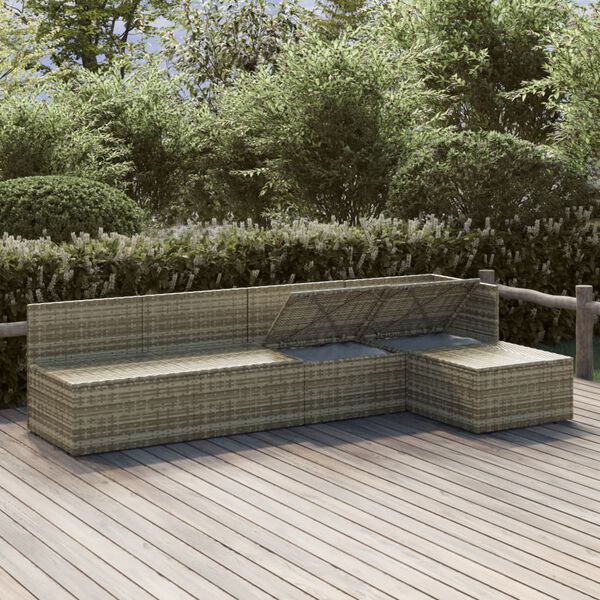 vidaXL 5-delige Loungeset met kussens poly rattan grijs