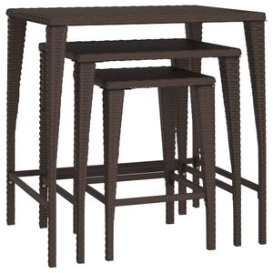 vidaXL Tuintafeltjesset 3 st poly rattan bruin