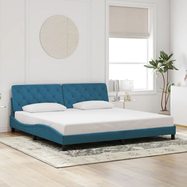 vidaXL Bedframe met LED zonder matras fluweel blauw 200x200 cm