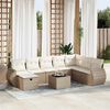 vidaXL 9-delige Loungeset met kussens poly rattan beige