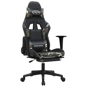 vidaXL Massage gamestoel met voetensteun kunstleer zwart en camouflage