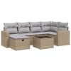 vidaXL 7-delige Loungeset met kussens poly rattan gemengd beige