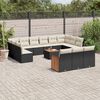vidaXL 14-delige Loungeset met kussens poly rattan zwart