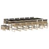 vidaXL 17-delige Tuinset met kussens poly rattan gemengd beige
