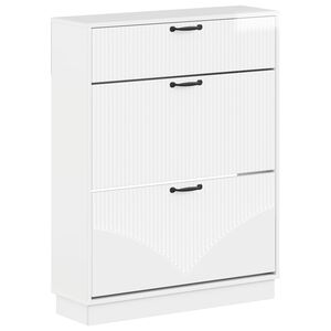vidaXL Schoenenkast HOORN 78 x 24 x 100 cm Bewerkt hout Hoogglans Wit