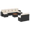 vidaXL 10-delige Loungeset met kussens poly rattan zwart