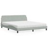 vidaXL Bed met matras "Dover" fluweel lichtgrijs 180x200 cm