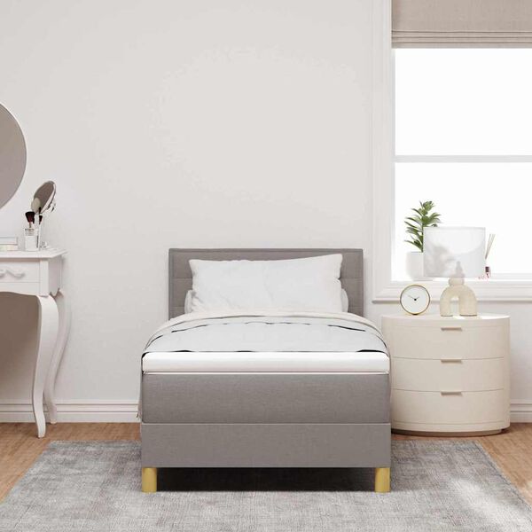 vidaXL LED Box Spring Bed met matras met LED Taupe 80 x 200 cm Stof
