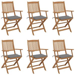 vidaXL Inklapbare stoelen 6 st met kussens massief acaciahout