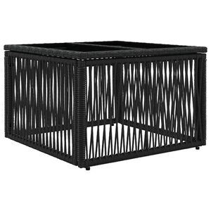 vidaXL Tuinstafel Zwart 55 x 55 x 37 cm PE Rattan en Glas