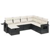 vidaXL 7-delige Loungeset met kussens poly rattan zwart