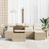 vidaXL Tuin Sofa Set met opslag 6 pcs Beige Poly riet