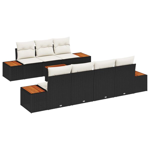 vidaXL Tuin Sofa Set met kussen met opslag 8 pcs Zwart Poly riet