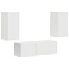 vidaXL TV Wandkast Set 4 st Wit Bewerkt hout