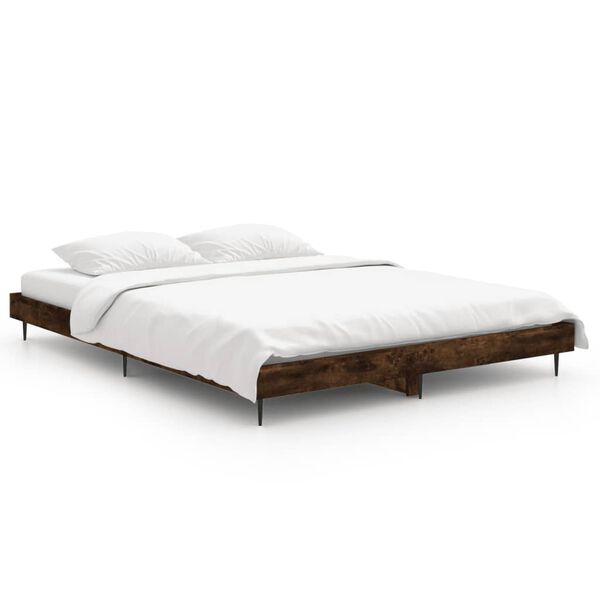 vidaXL Bedframe bewerkt hout gerookt eikenkleurig 135x190 cm
