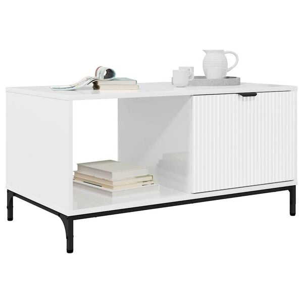 vidaXL Salontafel met lade Hoogglans wit 90 x 49 x 46 cm Bewerkt hout