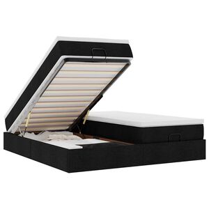 vidaXL Ottoman bed met matrassen 160x200cm stof zwart