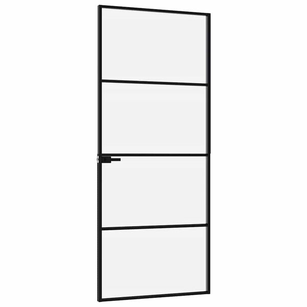 vidaXL Binnendeur 83x201,5 cm gehard glas en aluminium smal zwart
