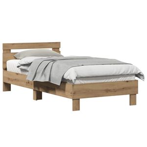 vidaXL Bedframe met Hoofdeinde Artisanaal eiken 80 x 200 cm