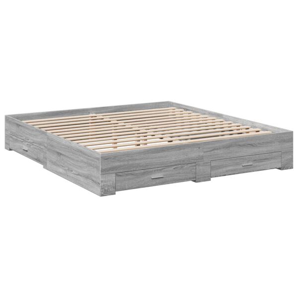 vidaXL Bedframe met lades bewerkt hout grijs sonoma eiken 180x200 cm